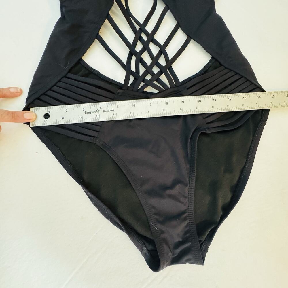 Kenneth Cole Women Black Strappy Cutout Monokini One Piece Swimsuit Small (4-6) - Picture 13 of 16